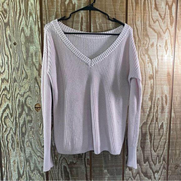 Pink/Purple Off Shoulder V-Neck Sweater 💗💜 - Picture 1 of 3